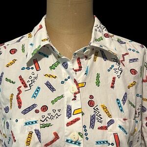 Vintage 80s‎ SK & Company Oversized Short Sleeve Shirt 8 Colorful Doodle Print